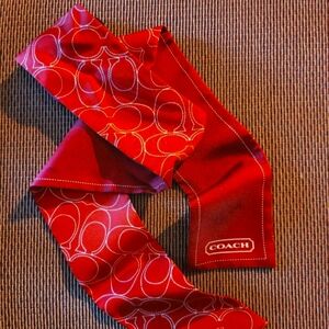 Coach Red Silk Ponytail Scarf